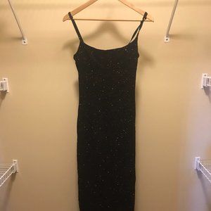 Floor length black sparkle dress